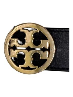 Tory Burch Black Miller Belt in Black with Gold Belt Buckle - @37” length